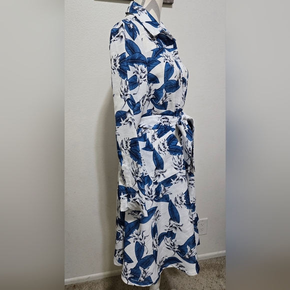 Gracia Blue and White Midi Shirt Dress Sz Small - Picture 5 of 14